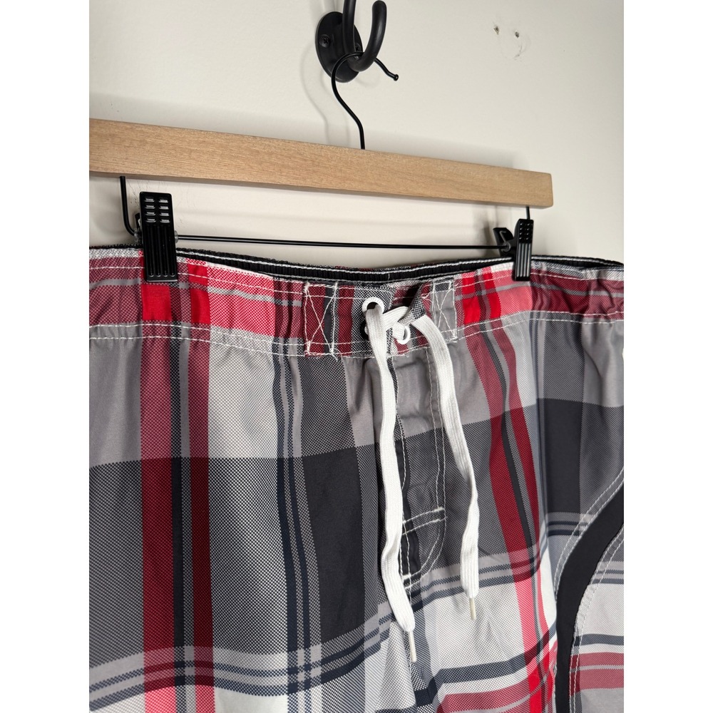 Vintage Y2K OP Ocean Pacific Mens Surf Red Plaid Board Shorts Swim Trunks Medium - Picture 4 of 6